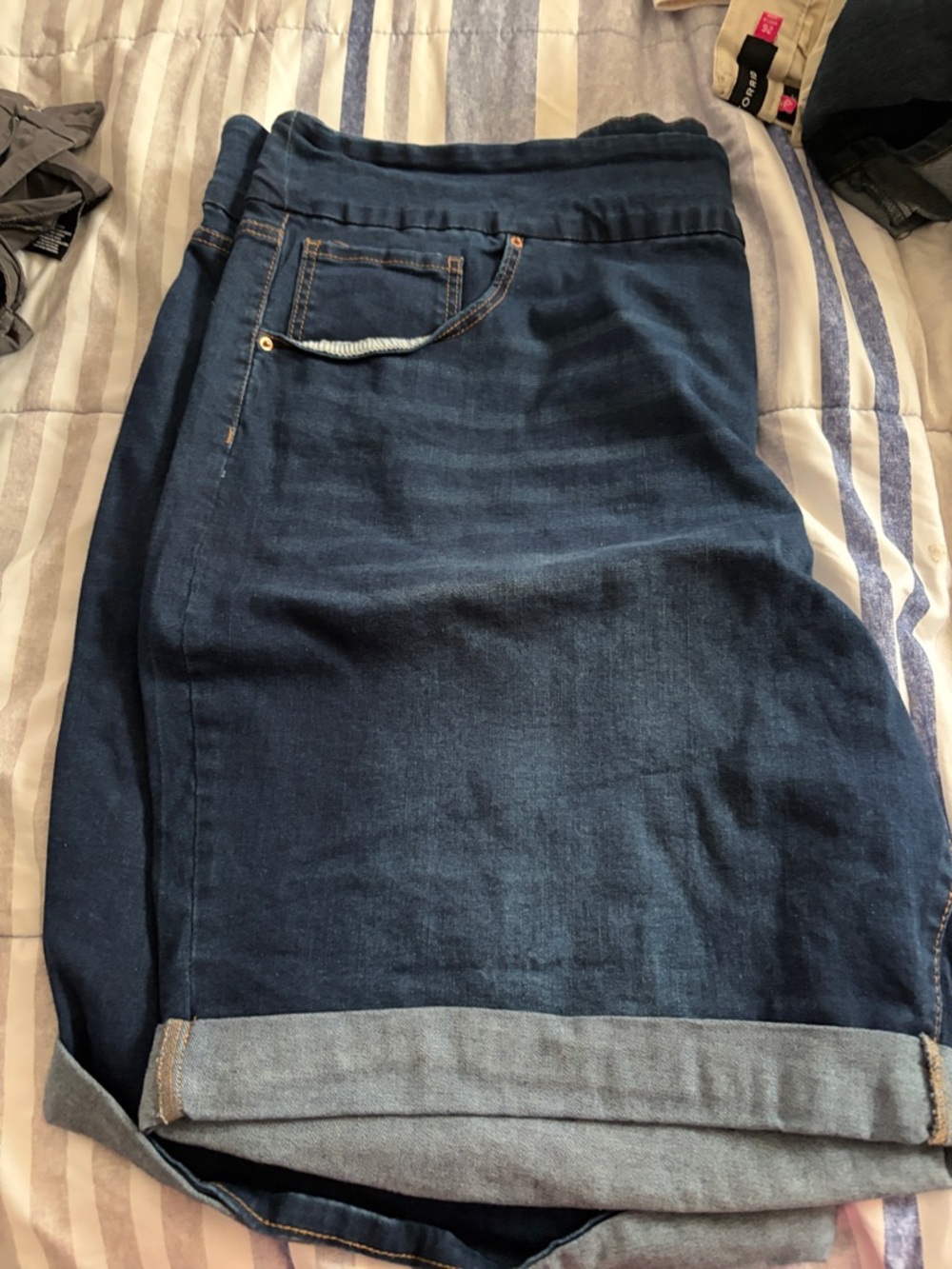 Terra & Sky Dark Blue Cuffed Denim Shorts